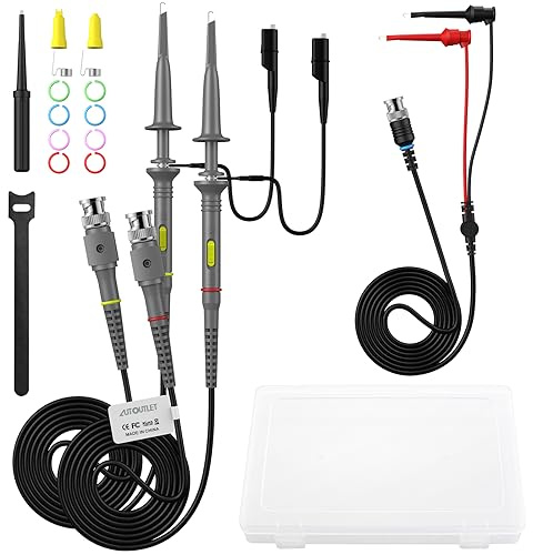 AUTOUTLET P6100 Universal Oscilloscope Probe with Accessories Kit 100MHz Oscilloscope Clip Probes with BNC to Minigrabber Test Lead Kit