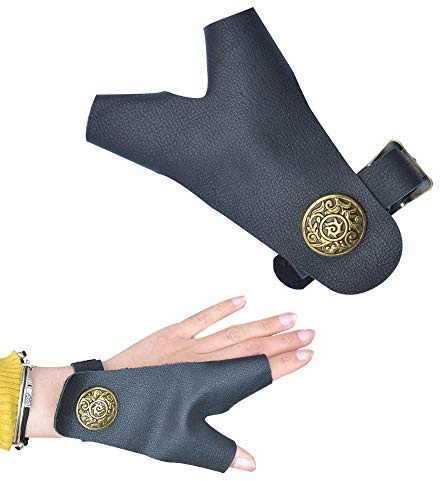 ZSHJGJR Guantes de Tiro con Arco Guante de Tiro Protector de Cuero con 2 Dedos Guardia del Brazo Mano Izquierda Accesorios para Equipo de Tiro con Arco