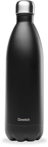 Qwetch - Trinkflasche Originals Edelstahl Isolierflasche 1L Schwarz - Thermosflasche 24h Kalt & 12h Heiß - Auslaufsicher, BPA-frei, Wiederverwendbar - Perfekt für Sport, Reisen, Büro & Wandern