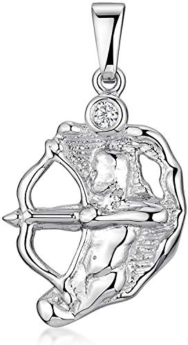 MATERIA Damen Kettenanhänger Sternzeichen aus 925 Sterling Silber rhodiniert mit Zirkonia Stein