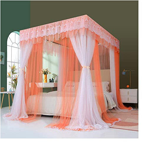 Betthimmel Luxuriöser Betthimmel Für Mädchen-Prinzessinzimmer, Doppelschicht-Verschlüsselungs-Bettvorhang, Vier-Jahreszeiten-Betthimmel Für 1,5 M/1,8 M/2 M Doppelbett, Mit Halterung