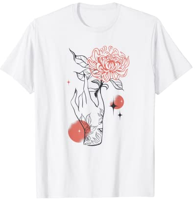 Tattoo Hand und Chrysantheme Blume Floral T-Shirt