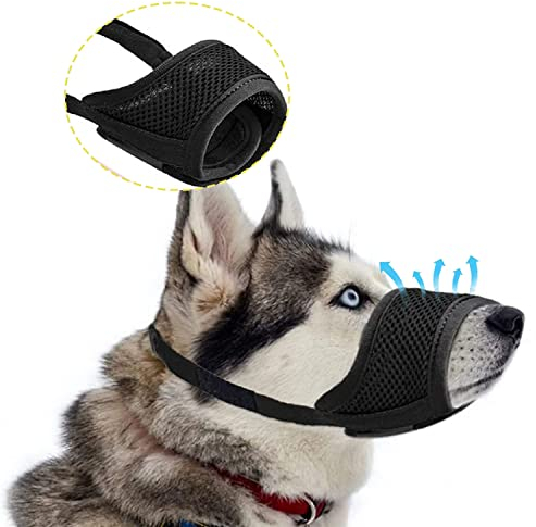 PQLQ Maulkorb Für Hunde, Maulkorb aus Nylon um Hunde Mittlere und Große Hunde, Maulkorb mit Klettverschluss Weich,Verhindert Beißen,Bellen und Kauen (L)