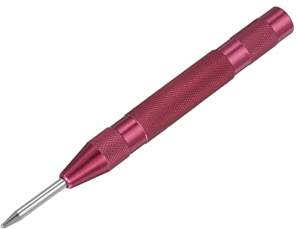 sourcing map Poinçon central automatique, 12,7 cm à ressort - Poinçonneuse de trou central - Outil à main réglable - Rouge - Pour bois, métal, plastique