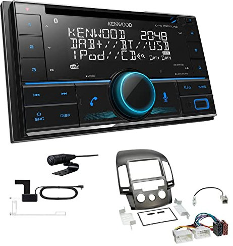 Kenwood DPX-7300DAB 2-DIN Autoradio mit Bluetooth Digitalradio DAB+ USB CD passend für Hyundai i30 2008-2012 schwarz