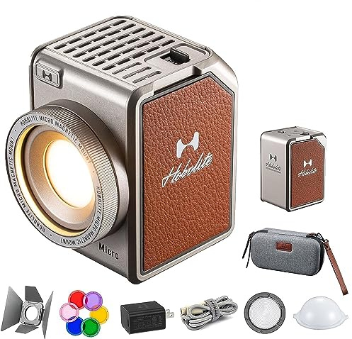Kit creatore di luci video micro LED con display LCD, controllo app, Barndoor, 6 gel colorati, CRI/TLCI 96+, illuminazione portatile 2700-6500K per fotografia, riprese, streaming live, videoconferenza