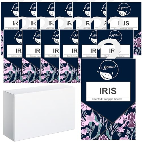 14PCS Saquitos Armario ambientador Lavanda, Ambientador Armario Ropa Limpia, Perfumador Ropa, Bolsa Guardarropa, Hogar Saquitos Armario Ropa, Bolsita Refrescador para Coche, Zapatero (Iris)