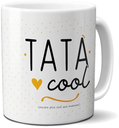 DECOHO Mug pour Tata Cool - Cadeau pour Tatie - Tasse cadeau Anniversaire ou Noël - 33 cL, Céramique - Imprimé en France
