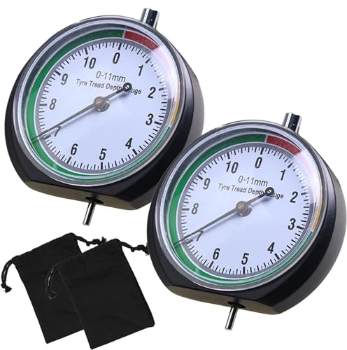 2 Pezzi Profondità Battistrada Pneumatici, Misuratore battistrada, campo di misura 0-11 mm Misuratore del battistrada universale con codice colore per moto, camion, auto