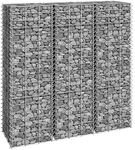 Rantry Lot de 3 lits de gabion en fer 30 x 30 x 100 cm Convient pour planter des plantes et des fleurs, pots d'extérieur adaptés pour terrasses, balcons et patios