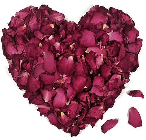 HXJDAM Pétalos de Rosa Naturales,Color Rojo, para baños de pies, baño, SPA,Confeti Boda,Fragancia para el hogar, DIY Artesanías Accesorios,Confeti Biodegradable (250g)