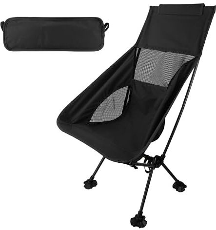 aiGear Pieghevole Sedia da Campeggio | Sedia Leggera Schiena Alta | con Borsa di Stoccaggio | per All'aperto Giardino Escursioni Pesca Picnic BBQ Viaggi Sulla Spiaggia