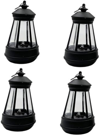 Mipcase 4pcs Vintage Style Solar Lanterns Outdoor Garden Decor Weatherproof Solar Powered Hanging Lamps