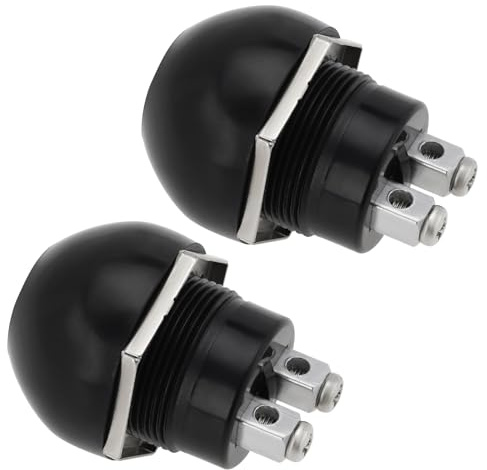 EMSea 2 STK 12 V Wasserdichter Momentandrucktaster ABS Hupenknopf DC12-24 V 10 A 2 Kontakte Wasserdichter Schalter für Den Einsatz In Automobilen Und Motorrädern Schwarz