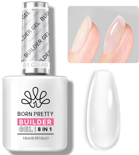 Born Pretty Builder Nail Gel 8 in 1 Clear Quick Builder Gel für Nägel | In a Bottle Aufbaugel für Gelnägel Base Top Coat Poly-Nagelgel Verlängerungsgel Verstärkungsgel Nagelkleber