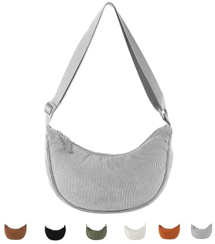 Generisch Cord Crossbody Bag für Damen, Cord Halbmond Tasche Umhängetasche Crossbody Moon Bag Hobo Halfmoon Bag Kord Schultertsche für Arbeit Einkaufen Schule Arbeit Shopping