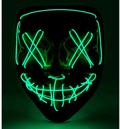 W WIDMANN MILANO Party Fashion - Masque LED effrayant, visage lumineux, psychopathe, démon, Halloween