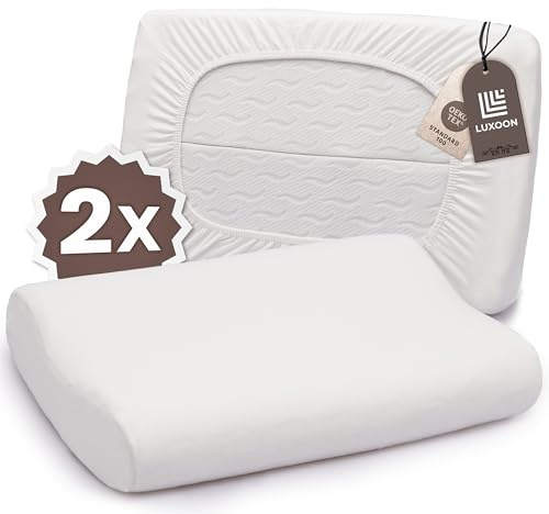 Luxoon Kissenbezug für Gesundheitskissen – 95% Baumwolle / 5% Elasthan, Atmungsaktiv und Hautfreundlich, Waschbar, Für Komfort und Hygiene 2er Pack 30-45 x 50-65 cm, Weiß
