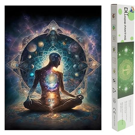DCIDBEI Groß und Klar Diamond Painting Chakra 40x50cm 5D Diamant Painting Chakra Malen nach Zahlen Chakra Puzzle Buddha Diamond Painting Landschaft und Natur Universum Gottheit Große Liebe Mandala Box