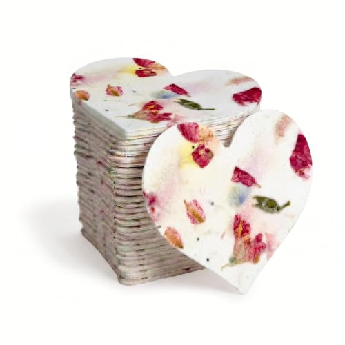 Seed Bloom 50 pezzi di carta seme grande a forma di cuore rosa – Scrivibile e piantabile, fiori selvatici, regalo per la mamma per la festa della mamma, utilizzabile per matrimoni, baby shower