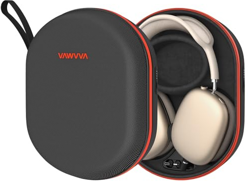 Charging Case for AirPods Max 1 & 2 - Travel Headphone Charger with Magnetic Lightning & USB-C Connectors, Auto Sleep Mode, 5000mAh Battery (Black)