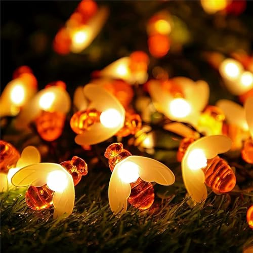 LED Bienen Lichterkette Outdoor,3M 20 LEDs Lichterkette Bienen Batterie,Biene Table Decoration,Hawaii Sommer Lichterketten für Hawaii-Partys Im Innen- und Außenbereich Sommerfest Strand Deko