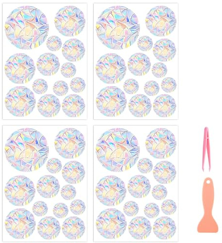 AMFUN 4PCS Anti-Collision Window Stickers,Rainbow Prism Window Stickers for Prevent Bird Strikes, Suncatcher Sticker for Home Office Window Decoration, 30x20CM