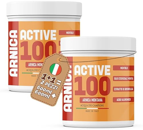 Active 100 Arnika-Gel für Pferde, extra stark, erfrischende Salbe für lokale Muskel- und Gelenkmassage, 100% natürlich, großes und praktisches Format - Wasser der Proben, 2 x 600 ml