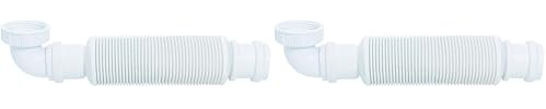 Wirquin, blanc 30723209 Polypropylène Siphon lavabo Senzo gain de place D32, 25.24 x 5.4 cm (Lot de 2)