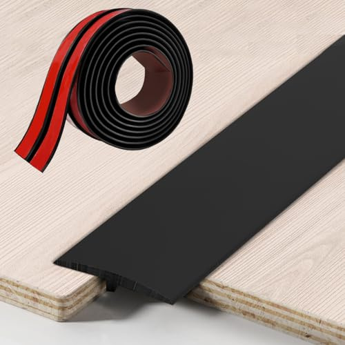 Übergangsprofil, Übergangsprofil selbstklebend, 5cm×300cm PVC Türschwellen Übergangsprofil Höhenausgleich für Verbindungsböden Parkettböden Laminate (Schwarz)
