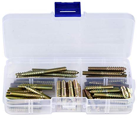 TICFOX Tornillo Doble Rosca Perno Longitud, 80 unidades de tornillos para madera M5 conectores para muebles tornillo de doble extremo pernos para colgar