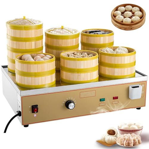 Vaporiera elettrica per alimenti, in acciaio inox, impilabile a 6 fori, con spegnimento automatico, ideale per caffetterie e negozi