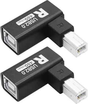 Adaptador De Conector De Impresora USB 2.0 De 90 Grados, Extensión USB Tipo B De ángulo Recto Macho a Hembra y Transmisión De Datos De 480 Mbps, Para Impresora, Escáner, Fax, etc. - 2 piezas