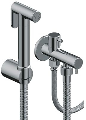 Grifo ducha WC - Grifo Bide de mano - Ducha Higiénica para Inodoro - Latón Cromado - Flexible Anti-Twist -Soporte y Llave de Escuadra – 3 Años de Garantía Fluvia