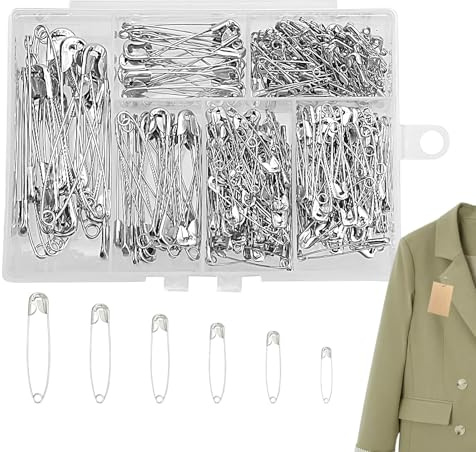 Sicherheitsnadel | 300 Stück Silber Sicherheitsnadeln 6 Größen,6 Größen Bastelzubehör Mit Aufbewahrungsbox Für Kleidung Broschen Stecken
