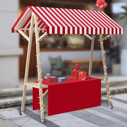 Marktstand Verkaufswagen Beweglicher Verkaufswagen Aus Holz, Faltbarer Straßenimbisswagen Für Einkaufszentren/Nachtflohmärkte, Verkaufsständer Für Geschäftsstände, Catering Tischwagen(Red,W 120CM/47.2