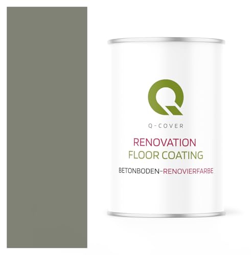 Q-COVER Bodenfarbe Renovierfarbe | Zementgrau RAL 7033 | Hochglanz 1L | Abriebfest für Keller, Beton