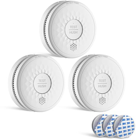 Fyremeld Smoke Alarm for Home Smoke Detector with 10-year Lifespan, 5-year Battery Life (AA), No Blinking LED, Fire Alarm EN14604 Certified 3 Pack