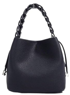 Yobohui Leder-Beuteltasche, Gemüsekorb, Schultertasche, Crossbody, verstellbarer Riemen(Black)
