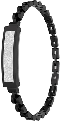 findtime Aktivitätstracker Fitness Tracker Damen Smart Bracelet Smartband Wasserdicht Schrittzähler Schlaftracker Kalorienzähler Schmal Schmuck Edelstahl Armreif für iOS Android Schwarz Silber