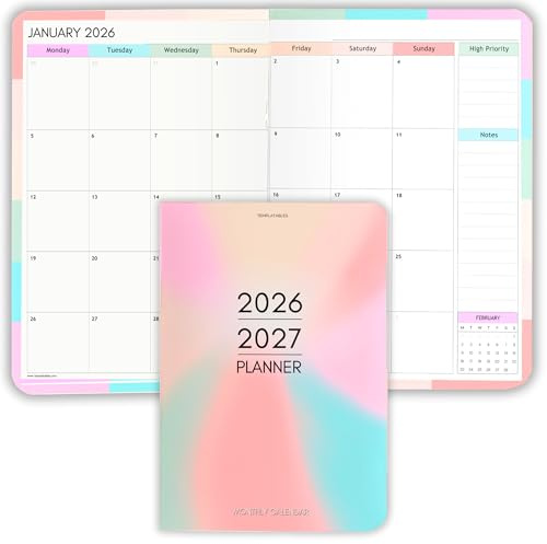 Agenda de poche 2026-2027 | Petit format A6 – Tient dans votre sac | Calendrier deux ans | Papier de qualité supérieure 120 g/m² | Design portable et durable (coloré)