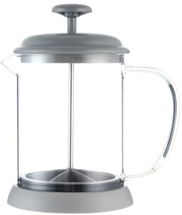 YGLEEULI Mini cafetière à piston en verre 600 ml, résistante la chaleur, versée main, filtre acier inoxydable, for café et thé CafetièRe à Infusion De Fruits(Gray)