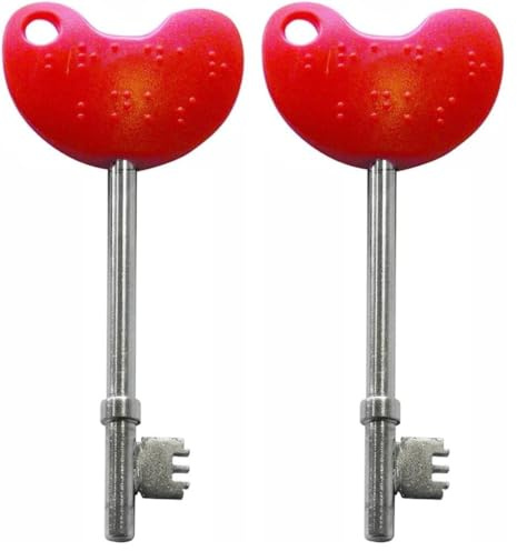 NRS Healthcare NKS Ltd. Easy Turn Disabled Toilet Access Key with Red Handle, N85316 (Pack of 2)