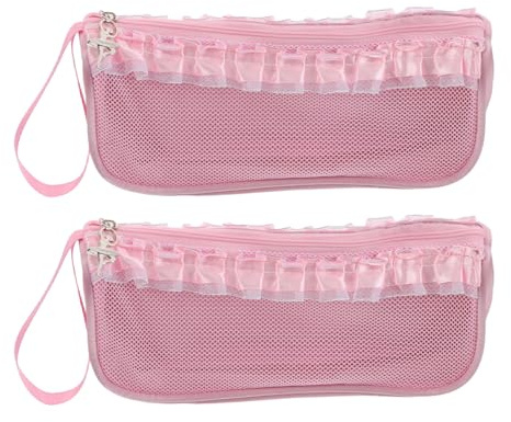 Ciieeo Lot de 2 Pochettes à Pantoufles de Ballet Rose avec Fermeture Éclair Paquet de Rangement Compact et Respirant Protection Imperméable pour Cours Studio et Spectacles de Danse