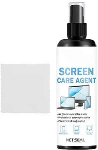 Spray nettoyant pour écran - 50 ml - Spray de nettoyage à séchage rapide - Kit de nettoyage d'écran avec chiffon de nettoyage - Pour ordinateur, ordinateur portable, téléviseur, téléphone portable