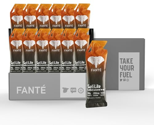 Gel Fanté Lite 30 Caramelo | Gel Energético 30g | 200mg de sodio y Energía Rápida para Entrenamientos | Sabor Caramelo Natural (12)