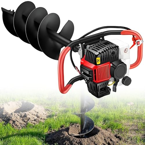 SHENGSHIYU Elettrica Senza Fili,Elettrica per Trivella per Fori E Pali,Trivella a Scoppio per Giardinaggio,Foratura,Installazione Palificazione,4 Tempi 158cc,Serbatoio 1200ml,Diametro Punta 12cm
