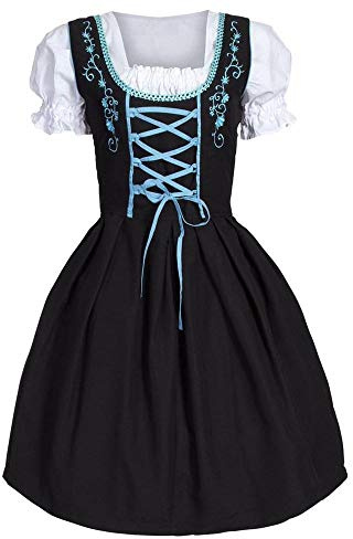 Generico Abito Tirolese da Donna Tradizionale Dirndl Oktoberfes Costume Bavarniano per Feste Vestito Oktoberfest Birra Tedesca Gonna Maniche Corte Costume per Oktoberfest di Ottobre#3i16