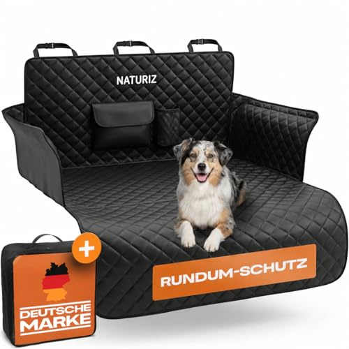 Naturiz® Kofferraumschutz Hund mit Seiten- & Ladekantenschutz - Hundedecke Auto Kofferraum - Universal Kofferraum Schutzmatte Wasserdicht & Pflegeleicht für Hunde -Hundematte mit Tasche (Kofferraum)