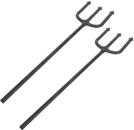 LOPUNER 2pcs Halloween Devil Fork Prop with Detachable Handle, Black Abs Plastic Pitch Fork for Cosplay Demon Costume Accessories, Comfortable to Touch and Easy to Take, for Stage